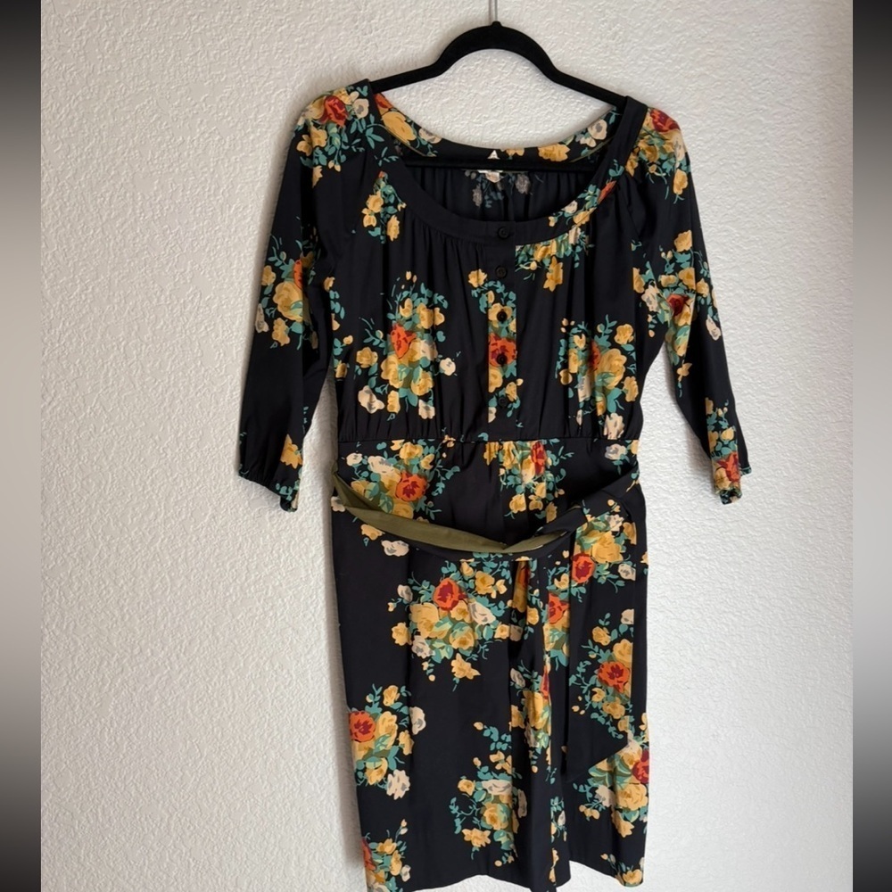 Vintage Anthropologie Maeve Dress Women 4 Multi Floral Cotton Evangeline Boho
